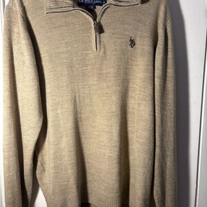 U.S. Polo Assn. Men’s Quarter-Zip Sweater - Beige
